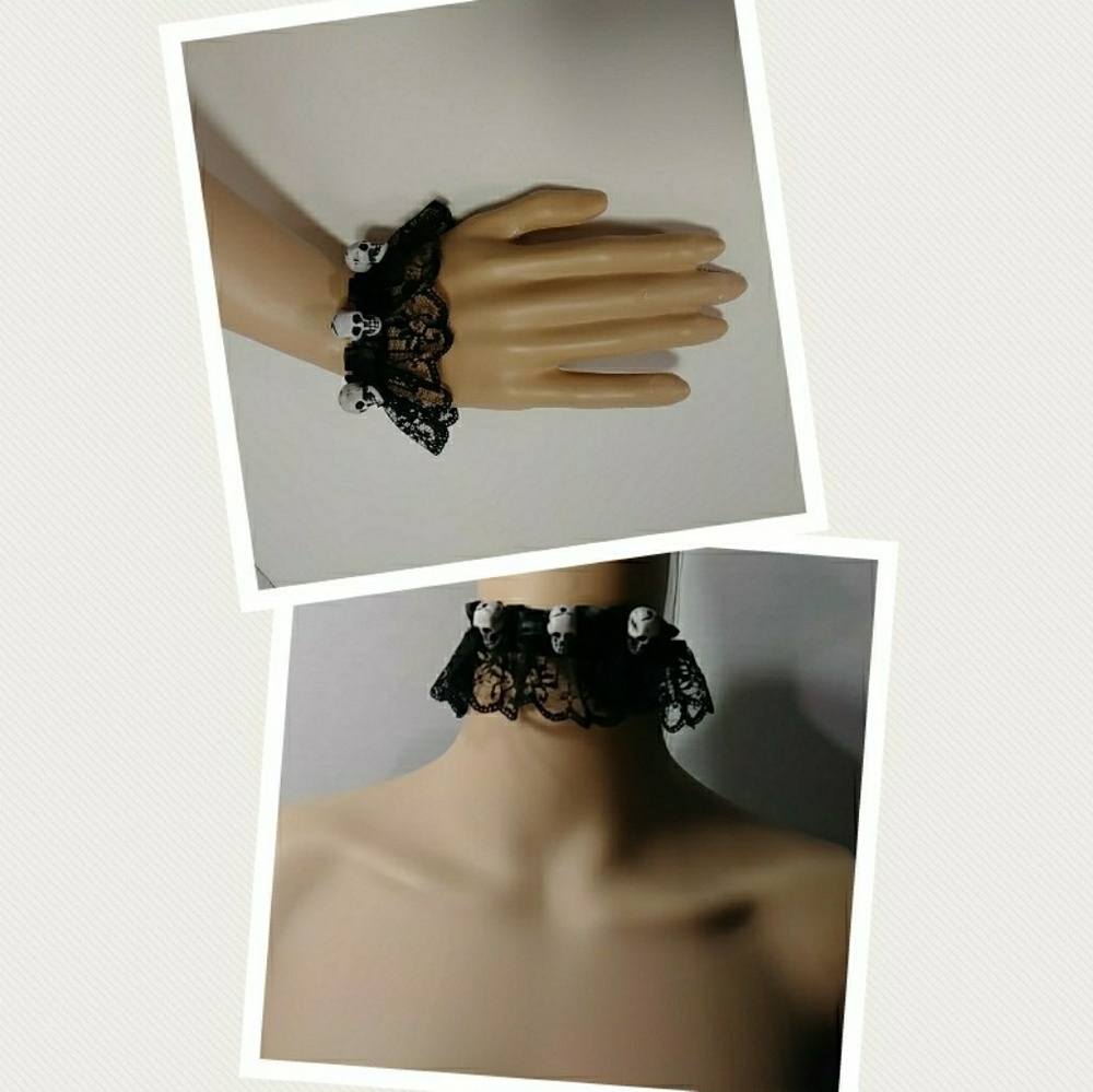 Bundle-Skull Necklace & Bracelet Set-NEW